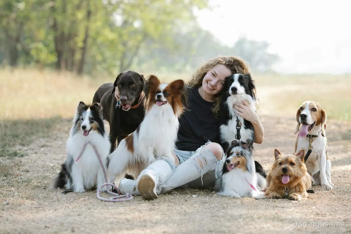 A pet sitter walking a dog on a lead